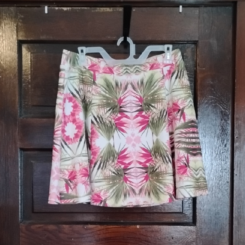 INC International Concepts Pink and Green A-Line Skirt Size Large